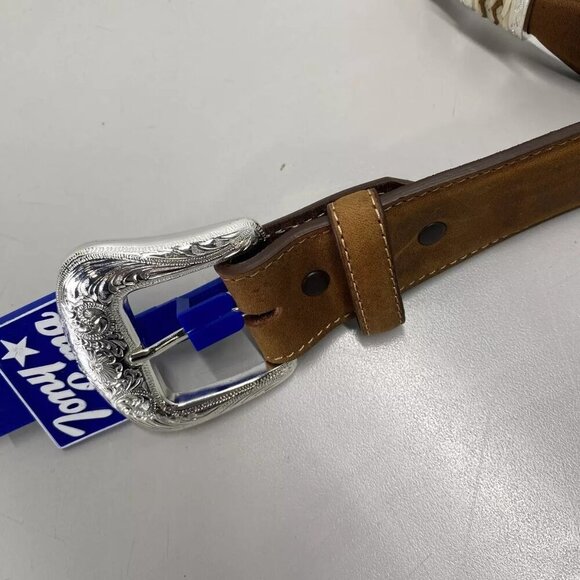 NEW TONY LAMA  Mens Cutting Champ Scalloped Leather Belt Size 44 Brown - Picture 9 of 11